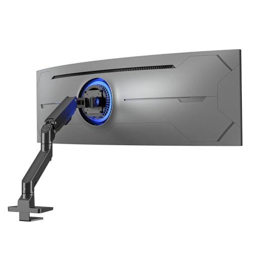 BEWISER Monitor Halterung für 34-49 Zoll 1 Monitor Ultrabreite Curved Monitore und Neue 57 Zoll,Höhenverstellbar mit Neigungen,Schwenken,Robuster Gasfeder von 5-20 kg VESA 75x75/100x100 Schwarz von BEWISER