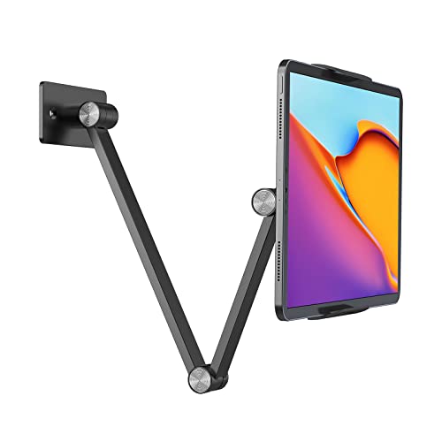 BEWISER Tablet-Ständer-Halterung für Wandhalterung, um 360 Grad drehbar, flexibel, höhen- und winkelverstellbar, langer Arm, kompatibel mit 4.78-15.6 Zoll Handy und Tablet (schwarz) von BEWISER