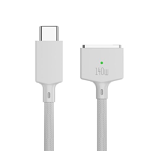 BEYEE 140W USB-C auf magnetisches 3-Kabel, kompatibel mit MacBook Air (M2, 2022) und MacBook Pro 14" 16"(M2, 2023), MacBook Pro 14" 16"(M1, 2021), Safe 3 Ladekabel für MacBook 6.6ft (Weiß) von BEYEE