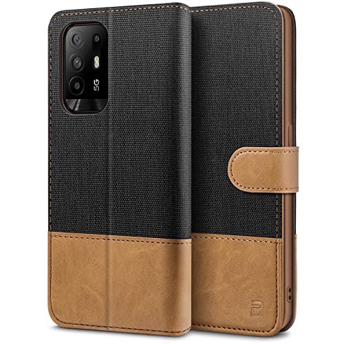 BEZ Handyhülle für Oppo A94 5G Hülle, Tasche Kompatibel für Oppo A94 5G, Schutzhüllen aus Klappetui mit Kreditkartenhaltern, Ständer, Magnetverschluss, Schwarz von BEZ