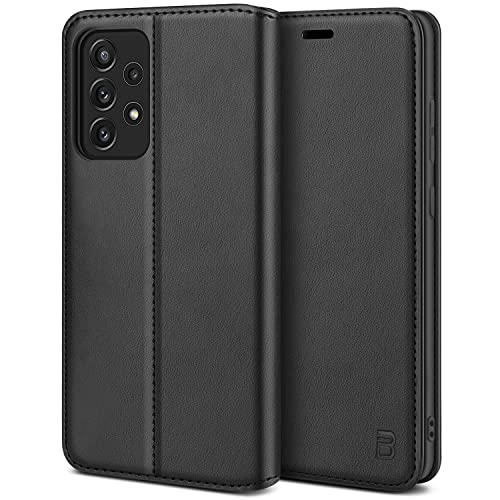 BEZ Handyhülle für Samsung A52s 5G Hülle, Tasche Kompatibel mit Samsung Galaxy A52, Case Schutzhüllen aus Klappbar mit Kreditkartenhaltern, Ständer, Magnetverschluss, Schwarz von BEZ