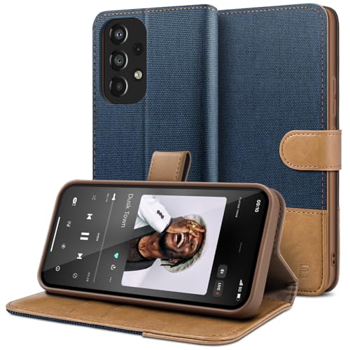 BEZ Handyhülle für Samsung A53 5G Hülle, Tasche Kompatibel für Samsung Galaxy A53 5G, PU Leder Schutzhüllen aus Klappbar mit Kartenfach [RFID Schutz] Ständer, Magnetverschluss, Blaue Marine von BEZ