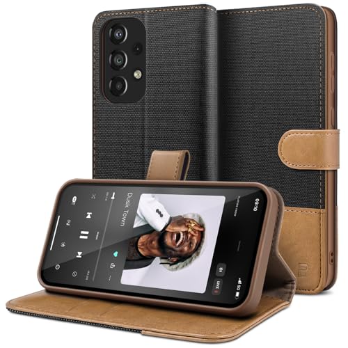 BEZ Handyhülle für Samsung A53 5G Hülle, Tasche Kompatibel mit Samsung Galaxy A53 5G, PU Leder Schutzhüllen aus Klappbar mit Kartenfach [RFID Schutz] Ständer, Magnetverschluss, Schwarz von BEZ