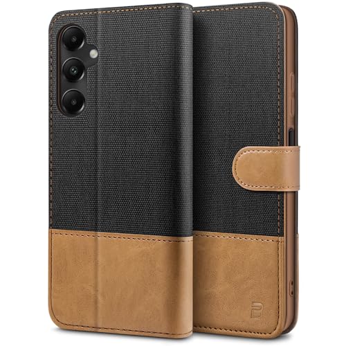 BEZ Handyhülle für Samsung Galaxy A05s Hülle, Tasche Kompatibel für Samsung A05s, Schutzhüllen aus Klappetui mit Kreditkartenhaltern, Ständer, Magnetverschluss, Schwarz von BEZ