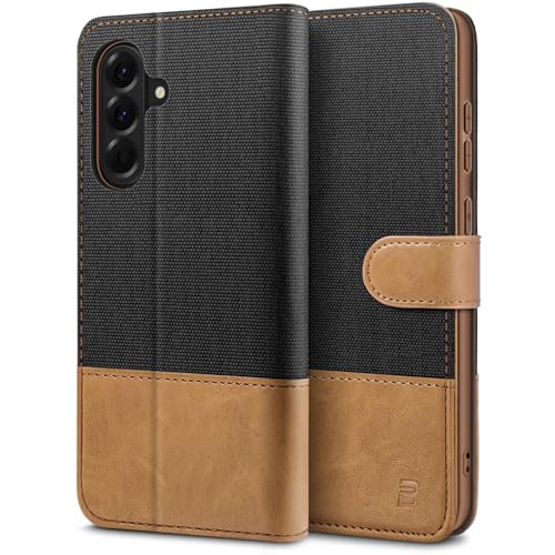 BEZ Handyhülle für Samsung Galaxy A56 5G Hülle, Tasche Kompatibel für Samsung A56 5G, Schutzhüllen aus Klappetui mit Kreditkartenhaltern, Ständer, Magnetverschluss, Schwarz von BEZ