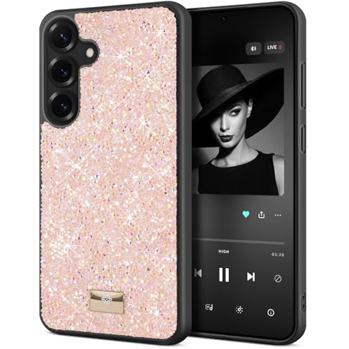 BEZ Handyhülle für Samsung Galaxy S25 Plus Hülle Glitzer, Sparkle Diamond Crystal Bling Hülle mit Bling & Co. Serie für Samsung S25 Plus, Flamingo rosa von BEZ