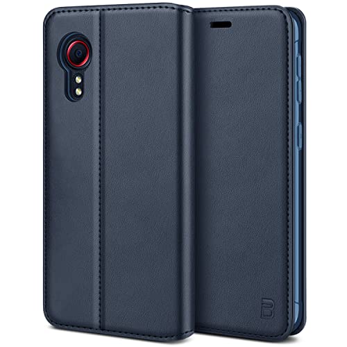 BEZ Handyhülle für Samsung Galaxy Xcover 5 Hülle, Premium Tasche Kompatibel für Samsung Xcover 5, Tasche Case Schutzhüllen aus Klappetui mit Kreditkartenhaltern, Ständer, Magnetverschluss, Marine von BEZ