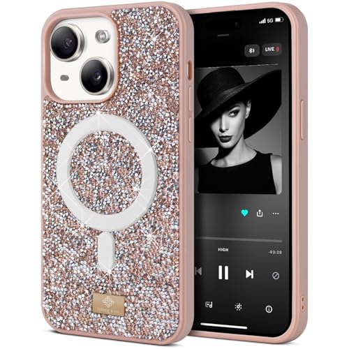 BEZ Handyhülle für iPhone 15 Hülle Glitzer, Kompatibel mit MagSafe, Sparkle Diamond Crystal Bling Hülle mit Bling & Co. Serie, Magnetisch Hülle für iPhone 15, Toskanisches Beige BEZ Handyhülle für iPhone 15 Hülle Glitzer, Kompatibel mit MagSafe, Sparkle Diamond Crystal Bling Hülle mit Bling & Co. Serie, Magnetisch Hülle für iPhone 15, Toskanisches Beige von BEZ