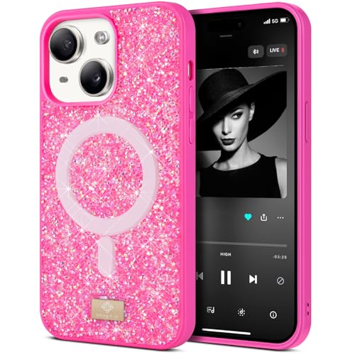BEZ Handyhülle für iPhone 15 Plus Hülle Glitzer, Kompatibel mit MagSafe, Sparkle Diamond Crystal Bling Hülle mit Bling & Co. Serie, Magnetisch Hülle für iPhone 15 Plus, Brink Pink BEZ Handyhülle für iPhone 15 Plus Hülle Glitzer, Kompatibel mit MagSafe, Sparkle Diamond Crystal Bling Hülle mit Bling & Co. Serie, Magnetisch Hülle für iPhone 15 Plus, Brink Pink von BEZ