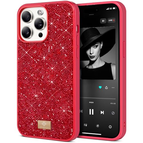 BEZ Handyhülle für iPhone 15 Pro Hülle Glitzer, Sparkle Diamond Crystal Bling Hülle mit Bling & Co. Serie für iPhone 15 Pro, Scharlachrot BEZ Handyhülle für iPhone 15 Pro Hülle Glitzer, Sparkle Diamond Crystal Bling Hülle mit Bling & Co. Serie für iPhone 15 Pro, Scharlachrot von BEZ