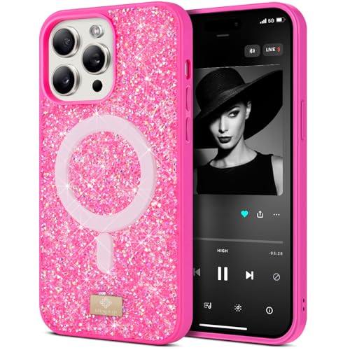 BEZ Handyhülle für iPhone 15 Pro Max Hülle Glitzer, Kompatibel mit MagSafe, Sparkle Diamond Crystal Bling Hülle mit Bling & Co. Serie, Magnetisch Hülle für iPhone 15 Pro Max, Brink Pink BEZ Handyhülle für iPhone 15 Pro Max Hülle Glitzer, Kompatibel mit MagSafe, Sparkle Diamond Crystal Bling Hülle mit Bling & Co. Serie, Magnetisch Hülle für iPhone 15 Pro Max, Brink Pink von BEZ