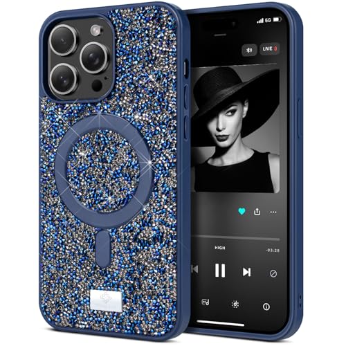 BEZ Handyhülle für iPhone 15 Pro Max Hülle Glitzer, Kompatibel mit MagSafe, Sparkle Diamond Crystal Bling Hülle mit Bling & Co. Serie, Magnetisch Hülle für iPhone 15 Pro Max, Marine BEZ Handyhülle für iPhone 15 Pro Max Hülle Glitzer, Kompatibel mit MagSafe, Sparkle Diamond Crystal Bling Hülle mit Bling & Co. Serie, Magnetisch Hülle für iPhone 15 Pro Max, Marine von BEZ