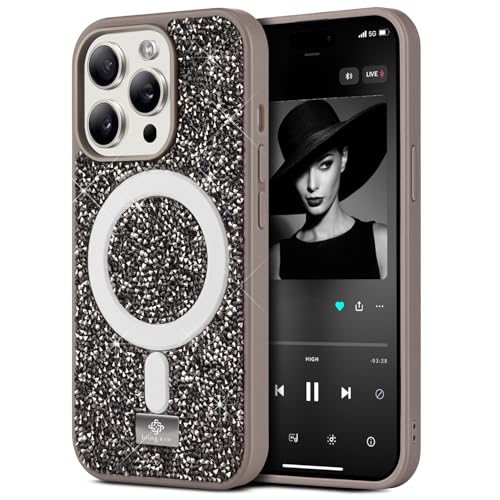 BEZ Handyhülle für iPhone 15 Pro Max Hülle Glitzer, Kompatibel mit MagSafe, Sparkle Diamond Crystal Bling Hülle mit Bling & Co. Serie, Magnetisch Hülle für iPhone 15 Pro Max, Titan Silber BEZ Handyhülle für iPhone 15 Pro Max Hülle Glitzer, Kompatibel mit MagSafe, Sparkle Diamond Crystal Bling Hülle mit Bling & Co. Serie, Magnetisch Hülle für iPhone 15 Pro Max, Titan Silber von BEZ