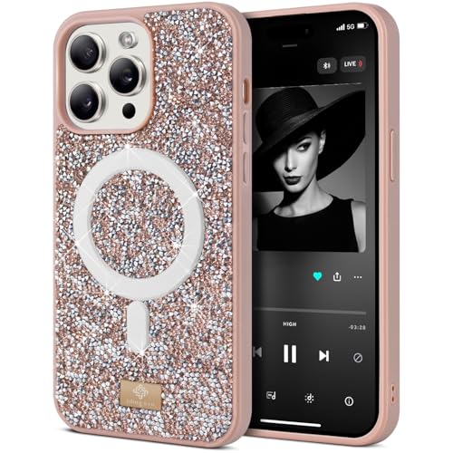 BEZ Handyhülle für iPhone 15 Pro Max Hülle Glitzer, Kompatibel mit MagSafe, Sparkle Diamond Crystal Bling Hülle mit Bling & Co. Serie, Magnetisch Hülle für iPhone 15 Pro Max, Toskanisches Beige BEZ Handyhülle für iPhone 15 Pro Max Hülle Glitzer, Kompatibel mit MagSafe, Sparkle Diamond Crystal Bling Hülle mit Bling & Co. Serie, Magnetisch Hülle für iPhone 15 Pro Max, Toskanisches Beige von BEZ