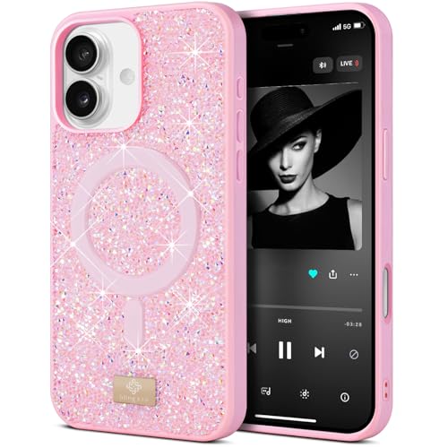BEZ Handyhülle für iPhone 16 Plus Hülle Glitzer, Kompatibel mit MagSafe, Sparkle Diamond Crystal Bling Hülle mit Bling & Co. Serie, Magnetisch Hülle für iPhone 16 Plus, Flamingo rosa BEZ Handyhülle für iPhone 16 Plus Hülle Glitzer, Kompatibel mit MagSafe, Sparkle Diamond Crystal Bling Hülle mit Bling & Co. Serie, Magnetisch Hülle für iPhone 16 Plus, Flamingo rosa von BEZ
