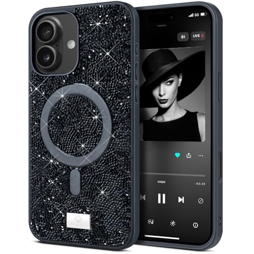 BEZ Handyhülle für iPhone 16 Plus Hülle Glitzer, Kompatibel mit MagSafe, Sparkle Diamond Crystal Bling Hülle mit Bling & Co. Serie, Magnetisch Hülle für iPhone 16 Plus, Jet Schwarz BEZ Handyhülle für iPhone 16 Plus Hülle Glitzer, Kompatibel mit MagSafe, Sparkle Diamond Crystal Bling Hülle mit Bling & Co. Serie, Magnetisch Hülle für iPhone 16 Plus, Jet Schwarz von BEZ