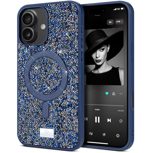 BEZ Handyhülle für iPhone 16 Plus Hülle Glitzer, Kompatibel mit MagSafe, Sparkle Diamond Crystal Bling Hülle mit Bling & Co. Serie, Magnetisch Hülle für iPhone 16 Plus, Marine BEZ Handyhülle für iPhone 16 Plus Hülle Glitzer, Kompatibel mit MagSafe, Sparkle Diamond Crystal Bling Hülle mit Bling & Co. Serie, Magnetisch Hülle für iPhone 16 Plus, Marine von BEZ