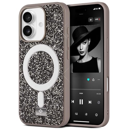 BEZ Handyhülle für iPhone 16 Plus Hülle Glitzer, Kompatibel mit MagSafe, Sparkle Diamond Crystal Bling Hülle mit Bling & Co. Serie, Magnetisch Hülle für iPhone 16 Plus, Titan Silber BEZ Handyhülle für iPhone 16 Plus Hülle Glitzer, Kompatibel mit MagSafe, Sparkle Diamond Crystal Bling Hülle mit Bling & Co. Serie, Magnetisch Hülle für iPhone 16 Plus, Titan Silber von BEZ