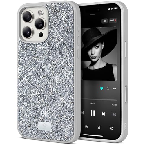 BEZ Handyhülle für iPhone 16 Pro Hülle Glitzer, Sparkle Diamond Crystal Bling Hülle mit Bling & Co. Serie für iPhone 16 Pro, Funkelndes Silber BEZ Handyhülle für iPhone 16 Pro Hülle Glitzer, Sparkle Diamond Crystal Bling Hülle mit Bling & Co. Serie für iPhone 16 Pro, Funkelndes Silber von BEZ