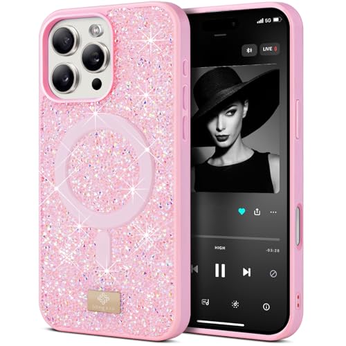BEZ Handyhülle für iPhone 16 Pro Max Hülle Glitzer, Kompatibel mit MagSafe, Sparkle Diamond Crystal Bling Hülle mit Bling & Co. Serie, Magnetisch Hülle für iPhone 16 Pro Max, Flamingo rosa BEZ Handyhülle für iPhone 16 Pro Max Hülle Glitzer, Kompatibel mit MagSafe, Sparkle Diamond Crystal Bling Hülle mit Bling & Co. Serie, Magnetisch Hülle für iPhone 16 Pro Max, Flamingo rosa von BEZ