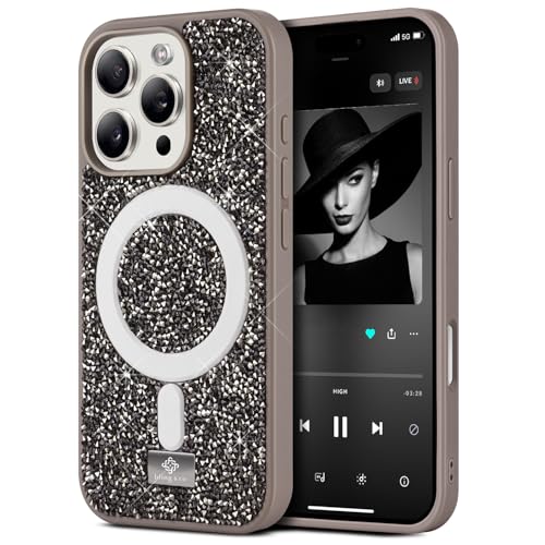 BEZ Handyhülle für iPhone 16 Pro Max Hülle Glitzer, Kompatibel mit MagSafe, Sparkle Diamond Crystal Bling Hülle mit Bling & Co. Serie, Magnetisch Hülle für iPhone 16 Pro Max, Titan Silber BEZ Handyhülle für iPhone 16 Pro Max Hülle Glitzer, Kompatibel mit MagSafe, Sparkle Diamond Crystal Bling Hülle mit Bling & Co. Serie, Magnetisch Hülle für iPhone 16 Pro Max, Titan Silber von BEZ