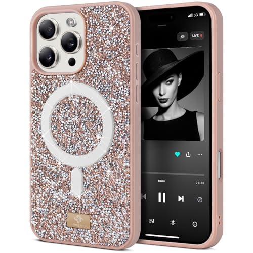 BEZ Handyhülle für iPhone 16 Pro Max Hülle Glitzer, Kompatibel mit MagSafe, Sparkle Diamond Crystal Bling Hülle mit Bling & Co. Serie, Magnetisch Hülle für iPhone 16 Pro Max, Toskanisches Beige BEZ Handyhülle für iPhone 16 Pro Max Hülle Glitzer, Kompatibel mit MagSafe, Sparkle Diamond Crystal Bling Hülle mit Bling & Co. Serie, Magnetisch Hülle für iPhone 16 Pro Max, Toskanisches Beige von BEZ