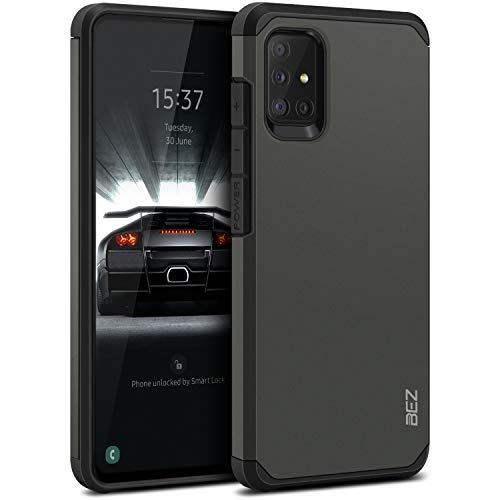 BEZ Hülle für Samsung Galaxy A51 Hülle, Handyhülle Tasche Stoßfestes Kompatibel für Samsung A51, [Heavy Duty Serie] Outdoor Dual Layer Armor Case Handy Schutzhülle Robuste, Grau von BEZ