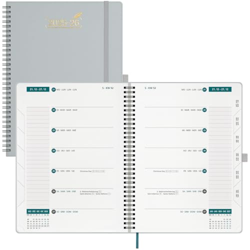 BEZEND 18-Monate Kalender 2025 2026 Terminplaner A4 1 Woche 2 Seiten mit 2 Spalten, Wochenplaner von Juli 2025 bis Dezember 2026, Buchkalender Spiralbindung mit Pu-Leder Softcover, Graublau BEZEND 18-Monate Kalender 2025 2026 Terminplaner A4 1 Woche 2 Seiten mit 2 Spalten, Wochenplaner von Juli 2025 bis Dezember 2026, Buchkalender Spiralbindung mit Pu-Leder Softcover, Graublau von BEZEND