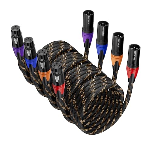 BEZOKABEL XLR-Kabel, XLR-Kabel, 91 cm, Mikrofonkabel, Stecker auf Buchse, Nylon, geflochten, 3-polig, XLR-Lautsprecherkabel, 4 Stück BEZOKABEL XLR-Kabel, XLR-Kabel, 91 cm, Mikrofonkabel, Stecker auf Buchse, Nylon, geflochten, 3-polig, XLR-Lautsprecherkabel, 4 Stück von BEZOKABEL