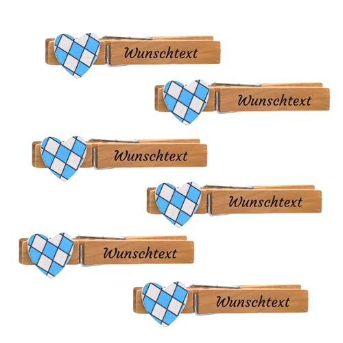 30 Stück PERSONALISIERTE Glubbal Glupperl Wäscheklammern HERZERL - mit Namens Gravur - Oktoberfest Geburtstag Firmenfeier Hochzeit Namensschild Party Bayern gravierter Namen (30) von BF Souvenirs
