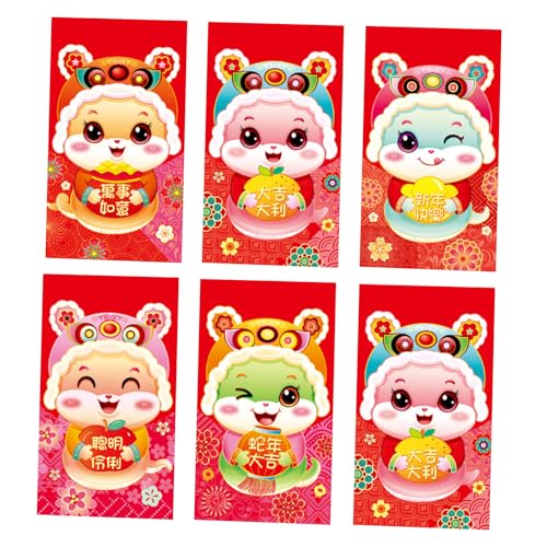 6 x Briefumschläge für das neue Jahr, Rötungen, traditionelles Schlangenjahr, multifunktional, chinesische Tierkreiszeichen, Geldpapiertüte 6 x Briefumschläge für das neue Jahr, Rötungen, traditionelles Schlangenjahr, multifunktional, chinesische Tierkreiszeichen, Geldpapiertüte von BFANGLC
