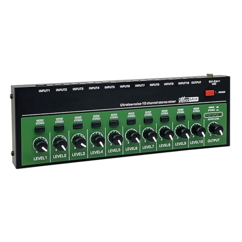 Sound-Mixer mit 10 Kanälen, Stereo, einfache Bedienung, für Sound-Enthusiasten, 10 Eingänge, Mischpult, 1 Ausgang von BFANGLC