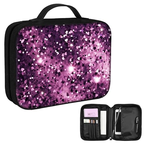 BFDHGQZC Lila Leopardenmuster Glitzer Thema Bibelhülle für Damen und Herren mit Griffen und Reißverschlusstasche Tragetasche Kirche Bibeltasche Schutzhülle für christliche Bibel Zubehör von BFDHGQZC