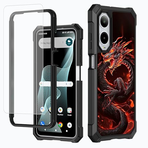 BFDHGQZC Red Dragon Schutzhülle für Cricket Icon 6 SL 219C/ATT Verge SL219A mit Displayschutzfolie, zweilagig, hartes Polycarbonat, strukturierte Rückseite und weicher TPU-Stoßdämpfer, stoßfeste BFDHGQZC Red Dragon Schutzhülle für Cricket Icon 6 SL 219C/ATT Verge SL219A mit Displayschutzfolie, zweilagig, hartes Polycarbonat, strukturierte Rückseite und weicher TPU-Stoßdämpfer, stoßfeste von BFDHGQZC