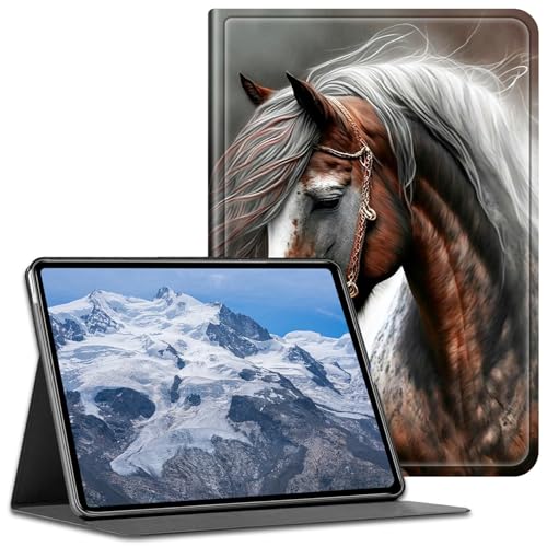 BFDHGQZC Schutzhülle für Kindle Fire HD 8 & Fire HD 8 Plus Tablet (12. / 10. Generation, Version 2024/2022/2020), PU-Leder, stoßfest, Standfunktion, mit automatischer Wake-/Sleep-Funktion, Pferd von BFDHGQZC