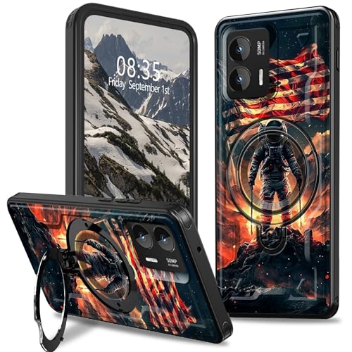 BFDHGQZC Schutzhülle für Motorola Moto G Stylus 5G 2024, 17 cm (6,7 Zoll), mit Ständer, für Moto G Stylus 5G 2024, Hybrid-Schutzhülle, doppellagig, robust, schlank, stoßfest, Astronaut mit von BFDHGQZC