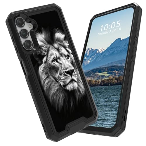 BFDHGQZC Schutzhülle für Samsung Galaxy A16 5G, 17 cm (6,7 Zoll), strapazierfähig, Hybrid-Hülle, doppellagig, harter PC + weiches TPU, stoßfest, robuste Schutzhülle für Samsung A16 5G, Löwe von BFDHGQZC