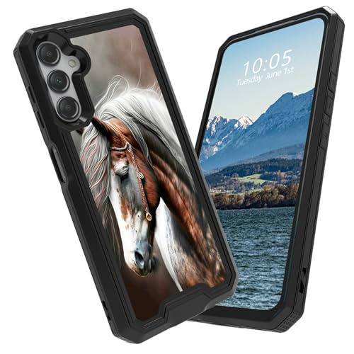 BFDHGQZC Schutzhülle für Samsung Galaxy A16 5G, 17 cm (6,7 Zoll), strapazierfähig, Hybrid-Hülle, doppellagig, harter PC + weiches TPU, stoßfest, robuste Schutzhülle für Samsung A16 5G, Pferd von BFDHGQZC