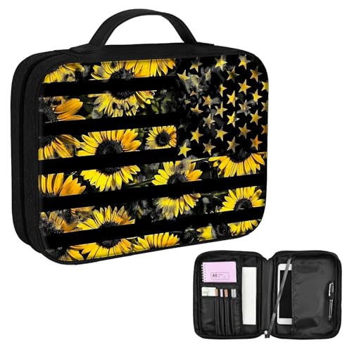BFDHGQZC Sonnenblumen-Flaggen-Thema, Bibelhülle für Damen und Herren, mit Griffen und Reißverschlusstasche, Tragetasche, Kirche, Bibeltasche, Schutzhülle für christliches Bibelzubehör BFDHGQZC Sonnenblumen-Flaggen-Thema, Bibelhülle für Damen und Herren, mit Griffen und Reißverschlusstasche, Tragetasche, Kirche, Bibeltasche, Schutzhülle für christliches Bibelzubehör von BFDHGQZC
