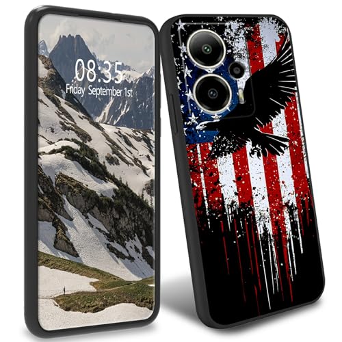 BFDHGQZC TPU-Schutzhülle für AT&T Motivate Pro 5G, schmal, schwarz, weiche TPU-Handyhülle, stoßfest, Fallschutz, Ganzkörperschutz, Handyhülle für AT&T Motivate Pro 5G, amerikanische Flagge mit Adler von BFDHGQZC