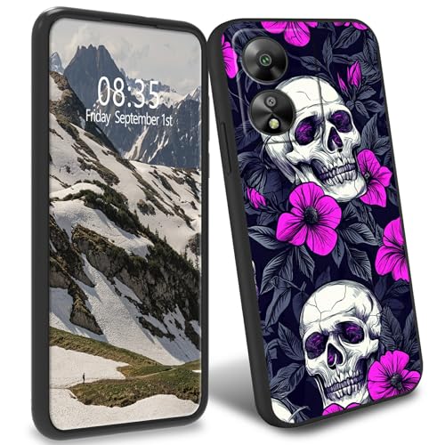 BFDHGQZC TPU-Schutzhülle für Boost Celero 5G SC(SN339D), schlank, schwarz, weiche TPU-Handyhülle, stoßfest, Fallschutz, Ganzkörperschutz für Celero 5G SC (SN339D), Totenköpfe und Blumen von BFDHGQZC