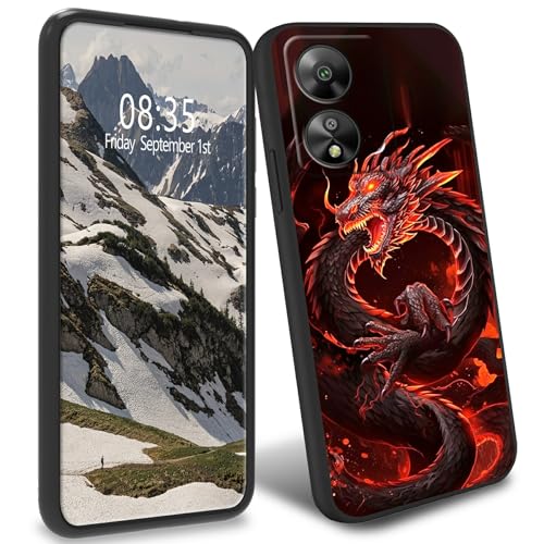 BFDHGQZC TPU-Schutzhülle für Boost Celero 5G SC(SN339D), schlank, schwarz, weiche TPU-Handyhülle, stoßfest, Fallschutz, Ganzkörperschutz für Celero 5G SC (SN339D), roter Drache von BFDHGQZC
