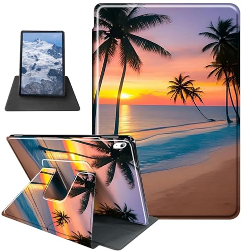 Schutzhülle für iPad Air 11 Zoll M2 (2024)/iPad Air 6. / 5. / 4. Generation (2024/2022/2020) 10,9 Zoll Sonnenuntergang Strand Palmen Thema 360 Grad drehbarer Ständer Schutzhülle mit Auto Sleep/Wake von BFDHGQZC