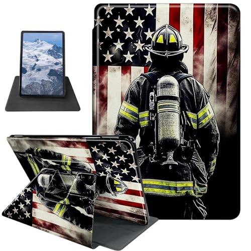 Schutzhülle mit Feuerwehrmuster für iPad 10.2, iPad 9. Generation 2021, iPad 8. Generation 2020, iPad 7. Generation 2019, 360 Grad drehbarer Ständer, Schutzhülle mit automatischer Sleep/Wake-Funktion von BFDHGQZC