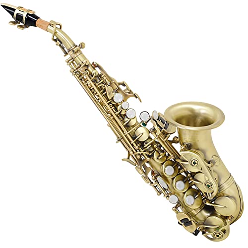 Sopransaxophon mit Messingkörper in B-Flachtaste, weiße Muscheltasten, professionelles Spielen, kleines gebogenes Pfeifen-Saxophon Sopransaxophon mit Messingkörper in B-Flachtaste, weiße Muscheltasten, professionelles Spielen, kleines gebogenes Pfeifen-Saxophon von BFDUABDHHBFAE