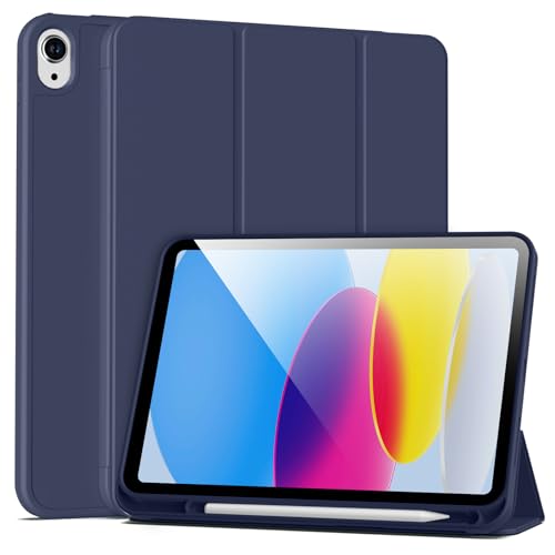 BFGTSJF Hülle für iPad 10. Generation 2022 10,9 Zoll, Auto Schlafen/Wachen, Stoßfeste Flexible TPU Rückseite Schutzhülle mit stifthalter für iPad 10. Gen 10,9 Zoll - Blau von BFGTSJF