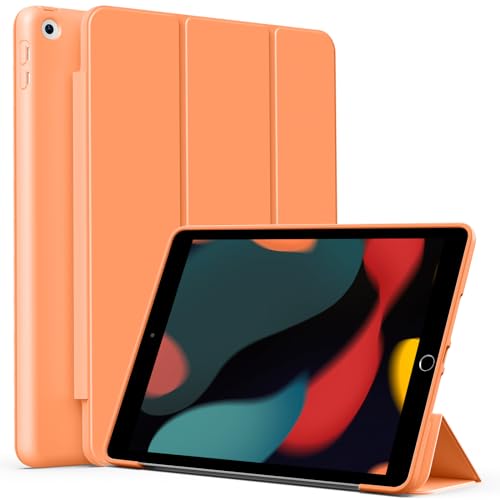 BFGTSJF Hülle für iPad 9./8./7. Generation 10,2 Zoll, Modell 2021/2020/2019, Ultradünne leichte Schutzhülle Soft TPU, Auto Schlaf/Wach Funktion Kompatibel mit iPad 9/8/7 Gen 10,2, Orange von BFGTSJF