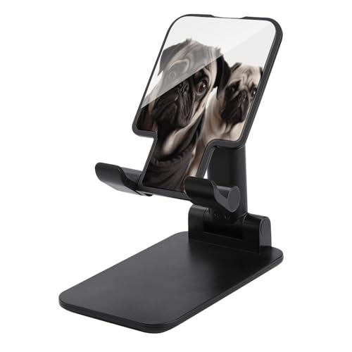 BFGWK Klappbarer Handy-Ständer, lustiger Mops, Hund, Druck, faltbar, Handy-Halterung, Handy-Schreibtischständer, geeignet für Smartphones mit einer Größe von 10,2 - 33 cm (4 - 13 Zoll) von BFGWK