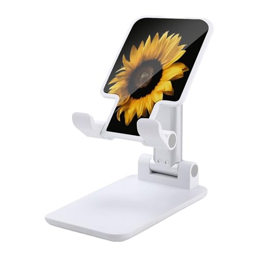 Klappbarer Handy-Ständer, Sonnenblume auf schwarzem Hintergrund, Druck, faltbar, Handy-Halterung, Handy-Schreibtischständer, geeignet für Smartphones mit einer Größe von 10,2 - 33 cm (4 - 13 Zoll) von BFGWK