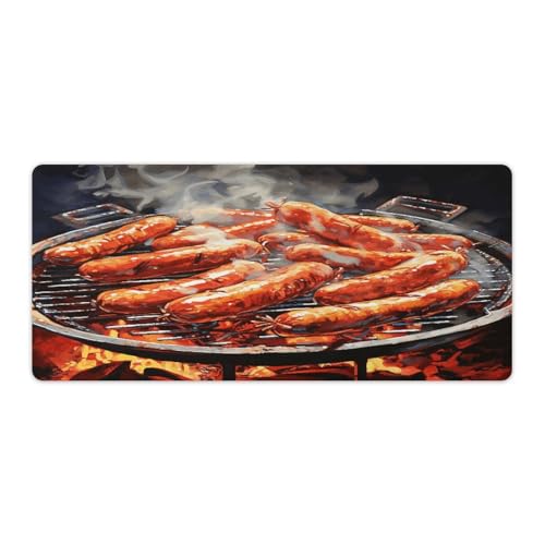 Mauspad, Motiv: Wurst auf Feuer, Computer-Schreibtischunterlage, Gaming-Mauspad für Zuhause, Büro, Gaming Mauspad, Motiv: Wurst auf Feuer, Computer-Schreibtischunterlage, Gaming-Mauspad für Zuhause, Büro, Gaming von BFGWK